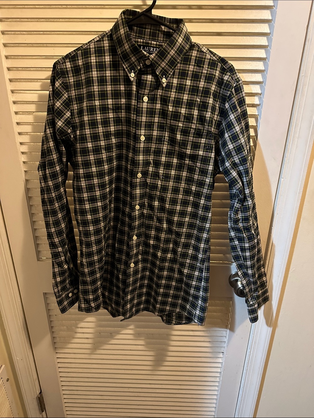 Ralph Lauren Navy and Green Plaid Button-Down Shirt